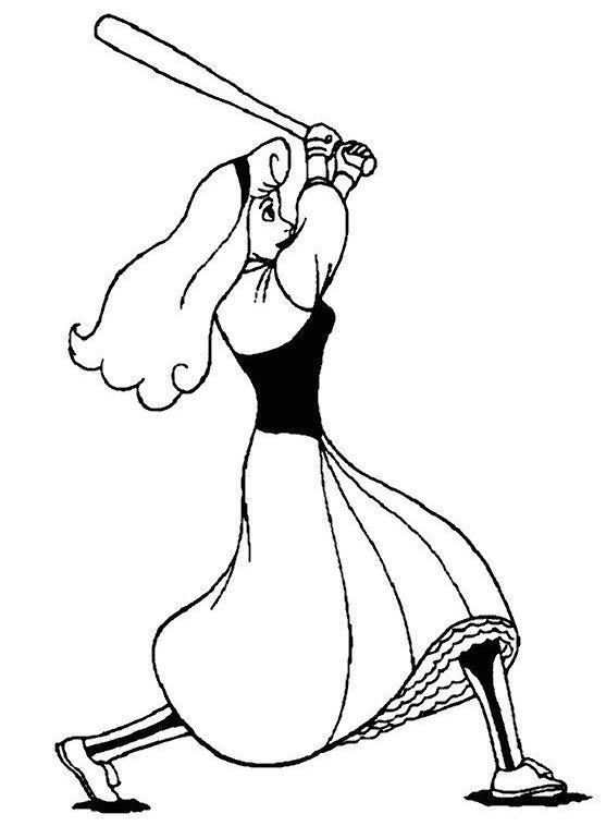 coloriage belle joue a la batte